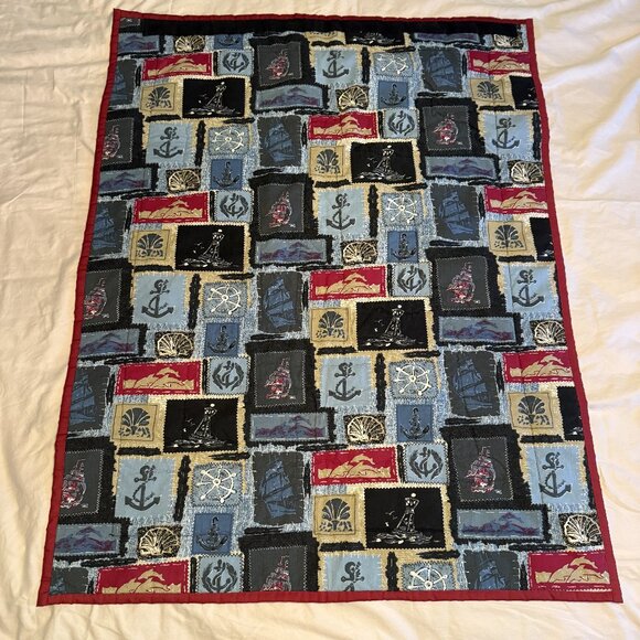 Hand Quilted Panel Theme of Lighthouses, Finished, 40” x 31” w/ Rod Pocket - Picture 8 of 10